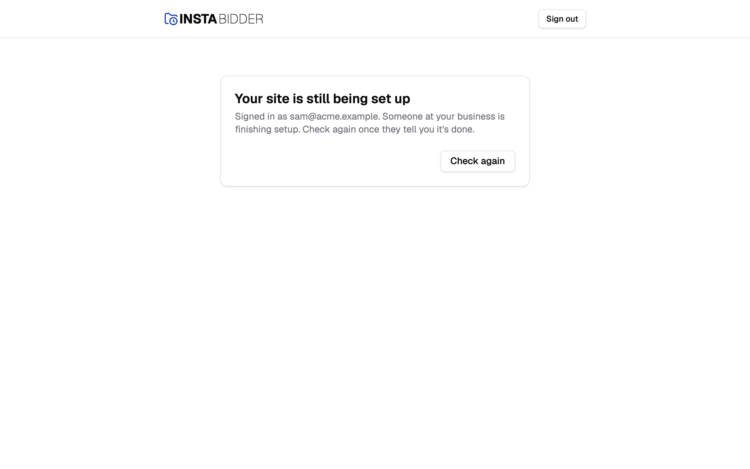 The page Staff see during setup