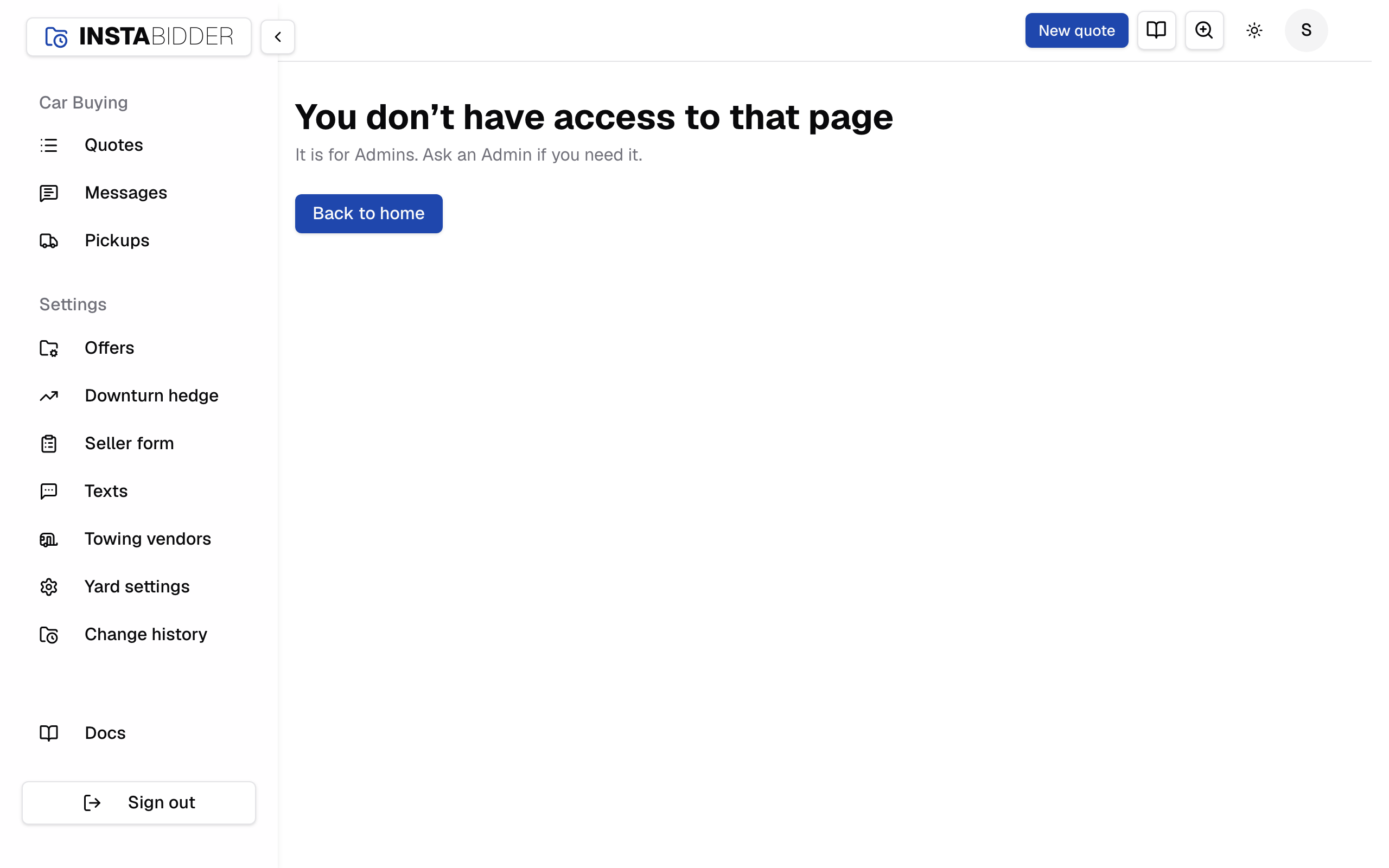 The page a Staff member sees
